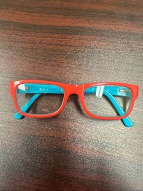 Ray-Ban Kids Two-Tone Red & Blue Rectangle Glasses